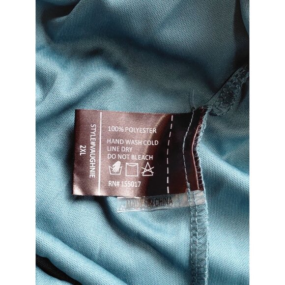 Baltic Born Vaughnie Chiffon Maxi Dress 2X Teal Belted Flutter Sleeve Front Slit - Picture 4 of 12